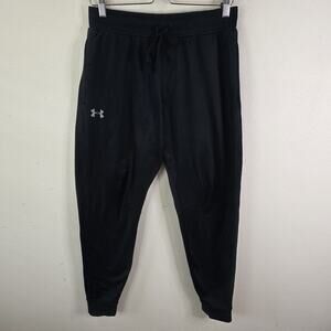Under Armour Joggers Pants Men Medium Black Loose Fit Tapered Leg Drawstring